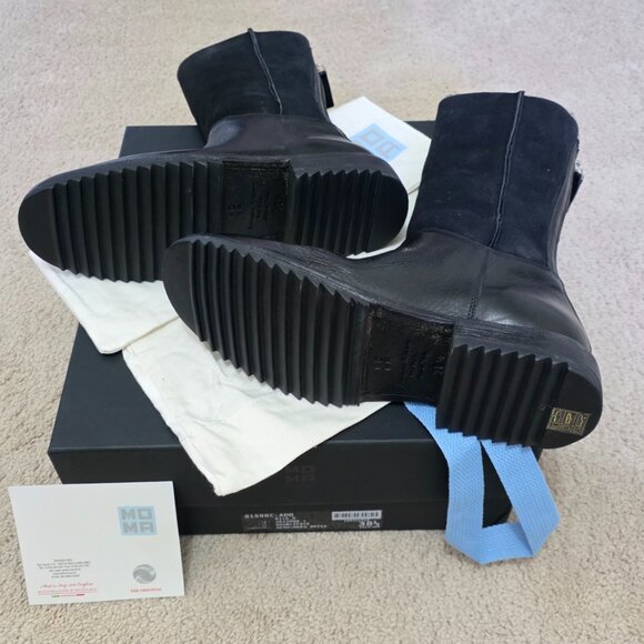 MOMA Italy Rick Nero Black Leather Ankle Boots Tronchetto EU 38.5 / US 8.5 - Picture 8 of 11